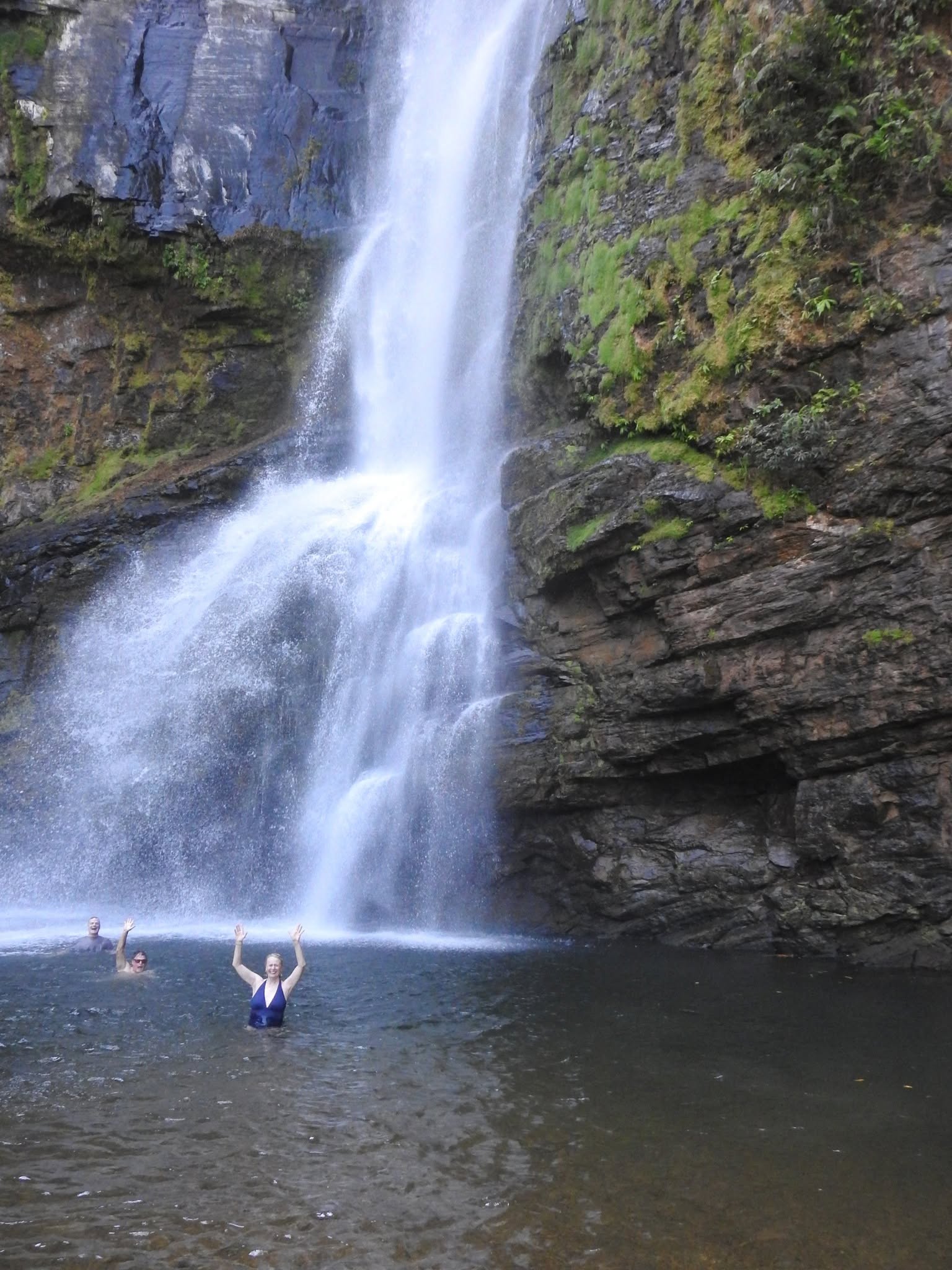 Natural waterfall and rainforest scenery in Costa Rica