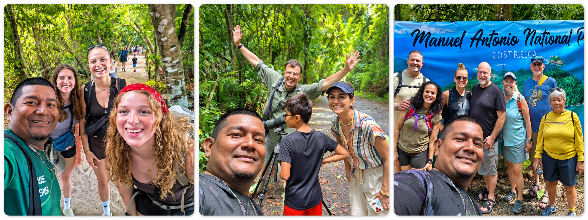 Happy guests exploring Manuel Antonio with Naturaleza Pura Vida