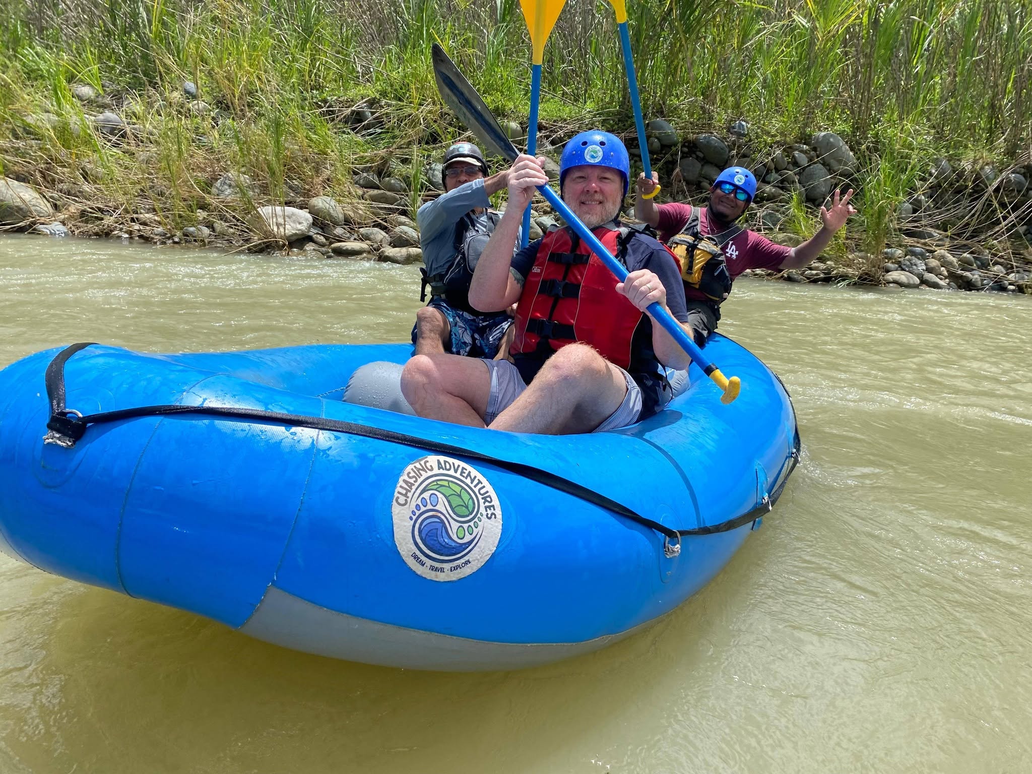 Guests enjoying a white water rafting adventure in Costa Rica